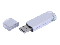 USB 2.0- флешка промо на 4 Гб прямоугольной классической формы, серебристый