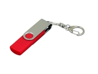 USB 2.0- флешка на 64 Гб с поворотным механизмом и дополнительным разъемом Micro USB, красный/серебристый, пластик/металл