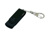 USB 3.0- флешка промо на 64 Гб с поворотным механизмом и однотонным металлическим клипом, черный