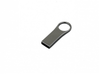 USB 2.0- флешка на 32 Гб с мини чипом, компактный дизайн с большим круглым отверстием, серебристый