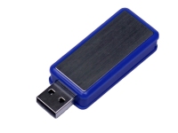 USB 2.0- флешка промо на 16 Гб прямоугольной формы, выдвижной механизм, синий
