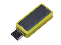 USB 3.0- флешка промо на 32 Гб прямоугольной формы, выдвижной механизм, желтый