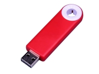 USB 2.0- флешка промо на 16 Гб прямоугольной формы, выдвижной механизм, красный/белый