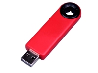 USB 2.0- флешка промо на 32 Гб прямоугольной формы, выдвижной механизм, красный/черный