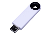 USB 3.0- флешка промо на 32 Гб прямоугольной формы, выдвижной механизм, белый/черный