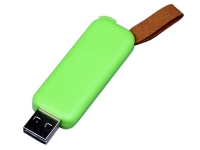 USB 2.0- флешка промо на 32 Гб прямоугольной формы, выдвижной механизм, зеленый