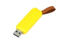 USB 2.0- флешка промо на 32 Гб прямоугольной формы, выдвижной механизм, желтый