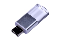 USB 2.0- флешка промо на 16 Гб прямоугольной формы, выдвижной механизм, белый