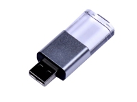 USB 2.0- флешка промо на 16 Гб прямоугольной формы, выдвижной механизм, черный
