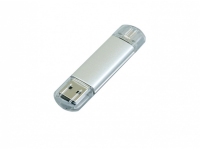 USB 2.0/micro USB- флешка на 16 Гб, серебристый