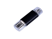 USB 2.0/micro USB/Type-C- флешка на 16 Гб, черный