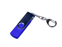 USB 2.0/micro USB/Type-C- флешка на 16 Гб c поворотным механизмом, синий