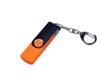 USB 2.0/micro USB/Type-C- флешка на 16 Гб c поворотным механизмом, оранжевый
