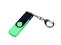 USB 2.0/micro USB/Type-C- флешка на 16 Гб c поворотным механизмом, зеленый