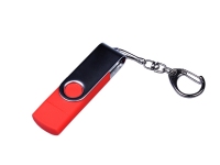 USB 2.0/micro USB/Type-C- флешка на 32 Гб c поворотным механизмом, красный