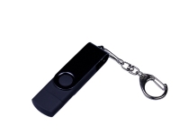 USB 2.0/micro USB/Type-С- флешка на 32 Гб 3-в-1 с поворотным механизмом, черный