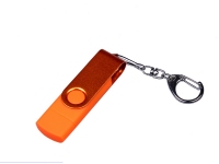 USB 2.0/micro USB/Type-С- флешка на 32 Гб 3-в-1 с поворотным механизмом, оранжевый