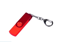 USB 2.0/micro USB/Type-С- флешка на 32 Гб 3-в-1 с поворотным механизмом, красный