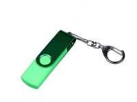 USB 2.0/micro USB/Type-С- флешка на 32 Гб 3-в-1 с поворотным механизмом, зеленый