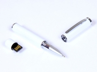 USB 2.0- флешка на 16 Гб в виде ручки с мини чипом, белый