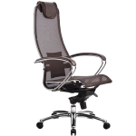 Эргономическое офисное кресло Metta SAMURAI S-1.03 (Цвет обивки:Темно коричневый, Цвет каркаса:Серебро)