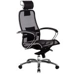 Эргономическое офисное кресло Metta SAMURAI S-2.03 (Цвет обивки:Черный, Цвет каркаса:Серебро)