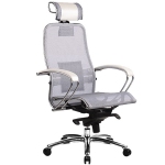 Эргономическое офисное кресло Metta SAMURAI S-2.03 (Цвет обивки:Белый лебедь, Цвет каркаса:Серебро)