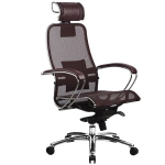 Эргономическое офисное кресло Metta SAMURAI S-2.03 (Цвет обивки:Темно бордовый, Цвет каркаса:Серебро)