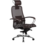 Эргономическое офисное кресло Metta SAMURAI S-2.03 (Цвет обивки:Темно коричневый, Цвет каркаса:Серебро)