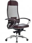 Эргономическое офисное кресло Metta SAMURAI SL-1.03 (Цвет обивки:Темно бордовый, Цвет каркаса:Серебро)