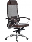 Эргономическое офисное кресло Metta SAMURAI SL-1.03 (Цвет обивки:Темно коричневый, Цвет каркаса:Серебро)
