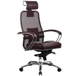 Эргономическое офисное кресло Metta SAMURAI SL-2.03 (Цвет обивки:Темно бордовый, Цвет каркаса:Серебро)