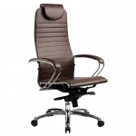 Эргономическое офисное кресло Metta SAMURAI K-1.03 (Цвет обивки:Коричневый, Цвет каркаса:Серебро)