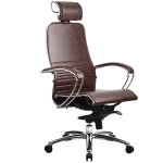 Эргономическое офисное кресло Metta SAMURAI K-2.03 (Цвет обивки:Темно коричневый, Цвет каркаса:Серебро)