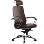 Эргономическое офисное кресло Metta SAMURAI KL-2.03 (Цвет обивки:Темно коричневый, Цвет каркаса:Серебро)