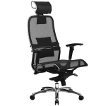 Эргономическое офисное кресло Metta SAMURAI S-3.03 (Цвет обивки:Черный, Цвет каркаса:Серебро)