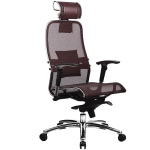 Эргономическое офисное кресло Metta SAMURAI S-3.03 (Цвет обивки:Темно бордовый, Цвет каркаса:Серебро)