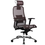 Эргономическое офисное кресло Metta SAMURAI S-3.03 (Цвет обивки:Темно коричневый, Цвет каркаса:Серебро)