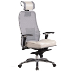 Эргономическое офисное кресло Metta SAMURAI SL-3.03 (Цвет обивки:Белый лебедь, Цвет каркаса:Серебро)