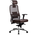 Эргономическое офисное кресло Metta SAMURAI SL-3.03 (Цвет обивки:Темно коричневый, Цвет каркаса:Серебро)