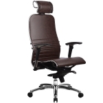 Эргономическое офисное кресло Metta SAMURAI K-3.03 (Цвет обивки:Темно коричневый, Цвет каркаса:Серебро)