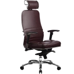 Эргономическое офисное кресло Metta SAMURAI KL-3.03 (Цвет обивки:Темно бордовый, Цвет каркаса:Серебро)