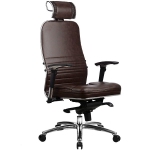 Эргономическое офисное кресло Metta SAMURAI KL-3.03 (Цвет обивки:Темно коричневый, Цвет каркаса:Серебро)