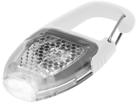 Брелок - фонарик с отражателем и карабином, белый/прозрачный/серебристый, АБС пластик