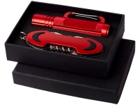 Подарочный набор «Ranger»:фонарик, нож многофункциональный, красный, алюминий