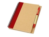 Блокнот «Priestly» с ручкой, натуральный/красный, бумага