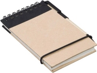 Блокнот А7 «Zuse» с ручкой, натуральный/черный, переработанная бумага