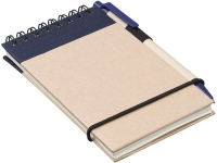Блокнот А7 «Zuse» с ручкой, натуральный/синий, переработанная бумага
