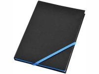 Блокнот А5 «Travers», черный/неоново-голубой, картон