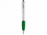 Ручка-стилус шариковая «Nash», серебристый/зеленый, АБС пластик